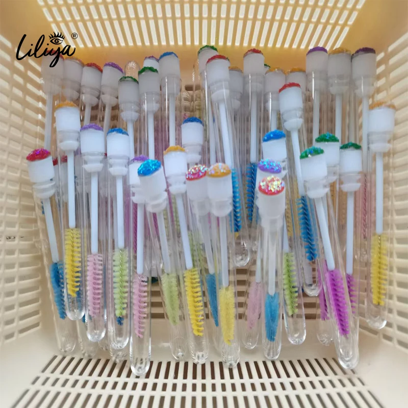 Hot-selling luxury multi color cleaning spoolie reusable mascara eyelash eyebrow brush with tube and comb