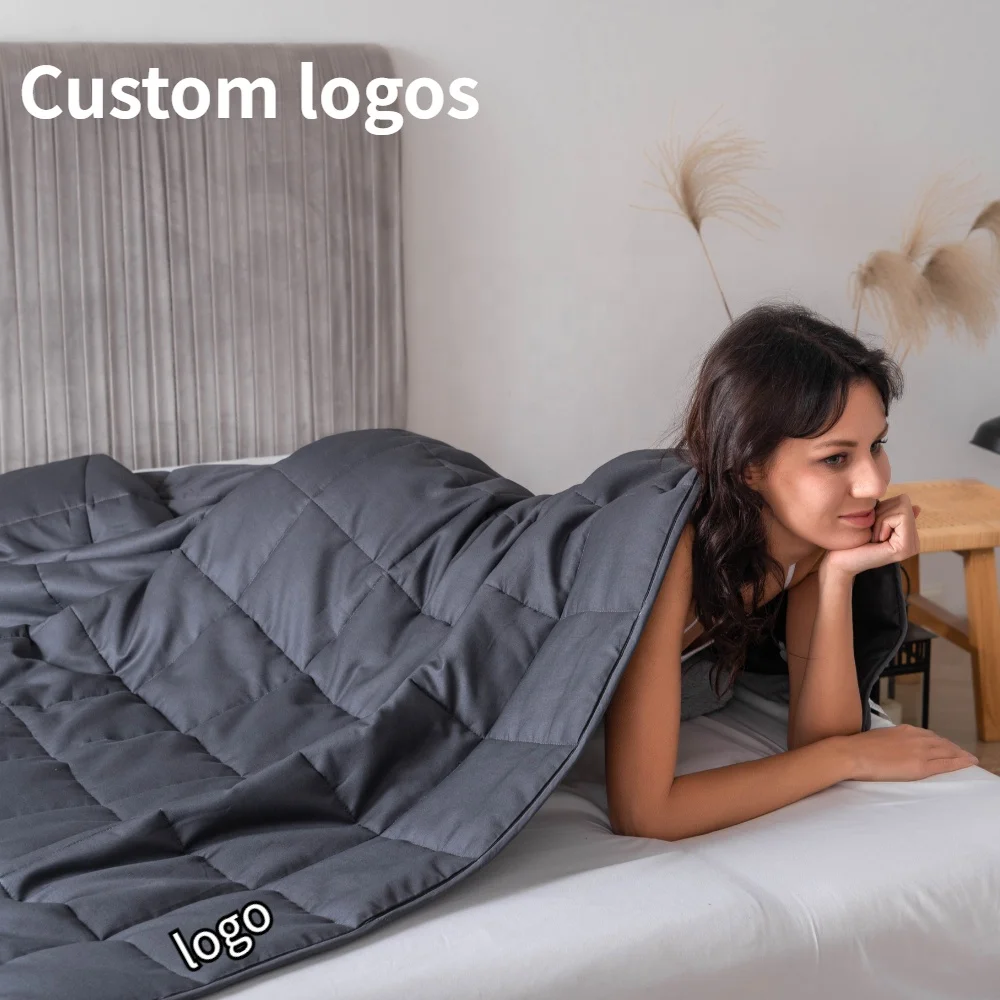 FREE SAMPLE CUSTOM 100% Polyester Microfiber Cotton gravity Heavy Blanket 15lbs 60x80 Weighted Blanket for Anxiety Bedroom
