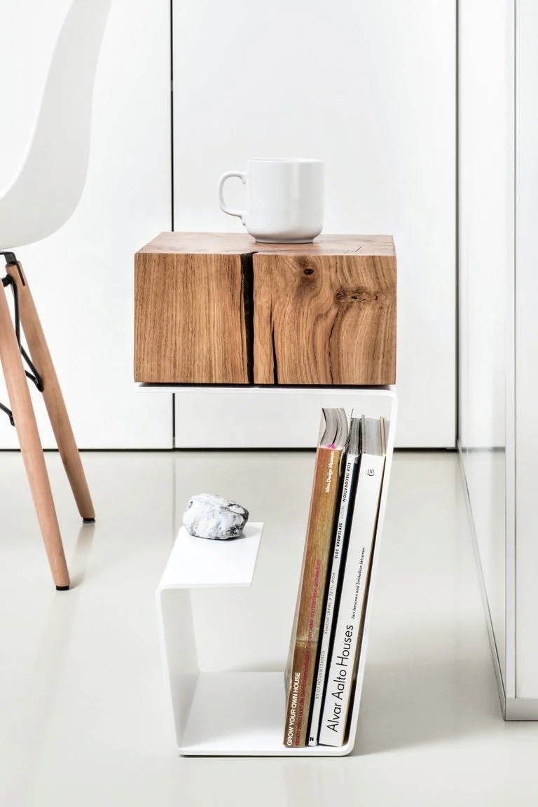 Iron With Wood End Table outdoor side tables for patio industrial style Japanese Designer Coffee And Side Table