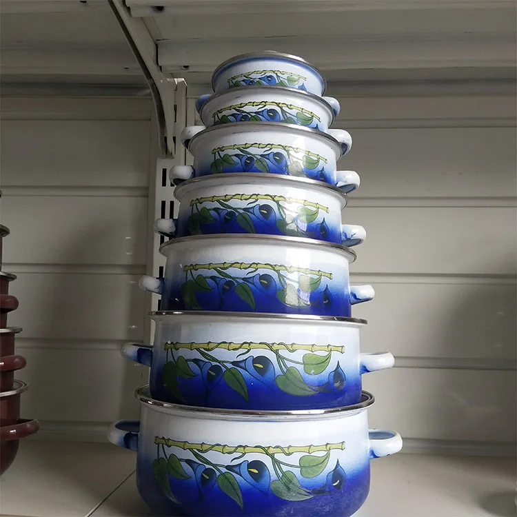 Набор эмалированных кастрюль, посуда, кастрюля, кастрюля с крышкой, суповая кастрюля