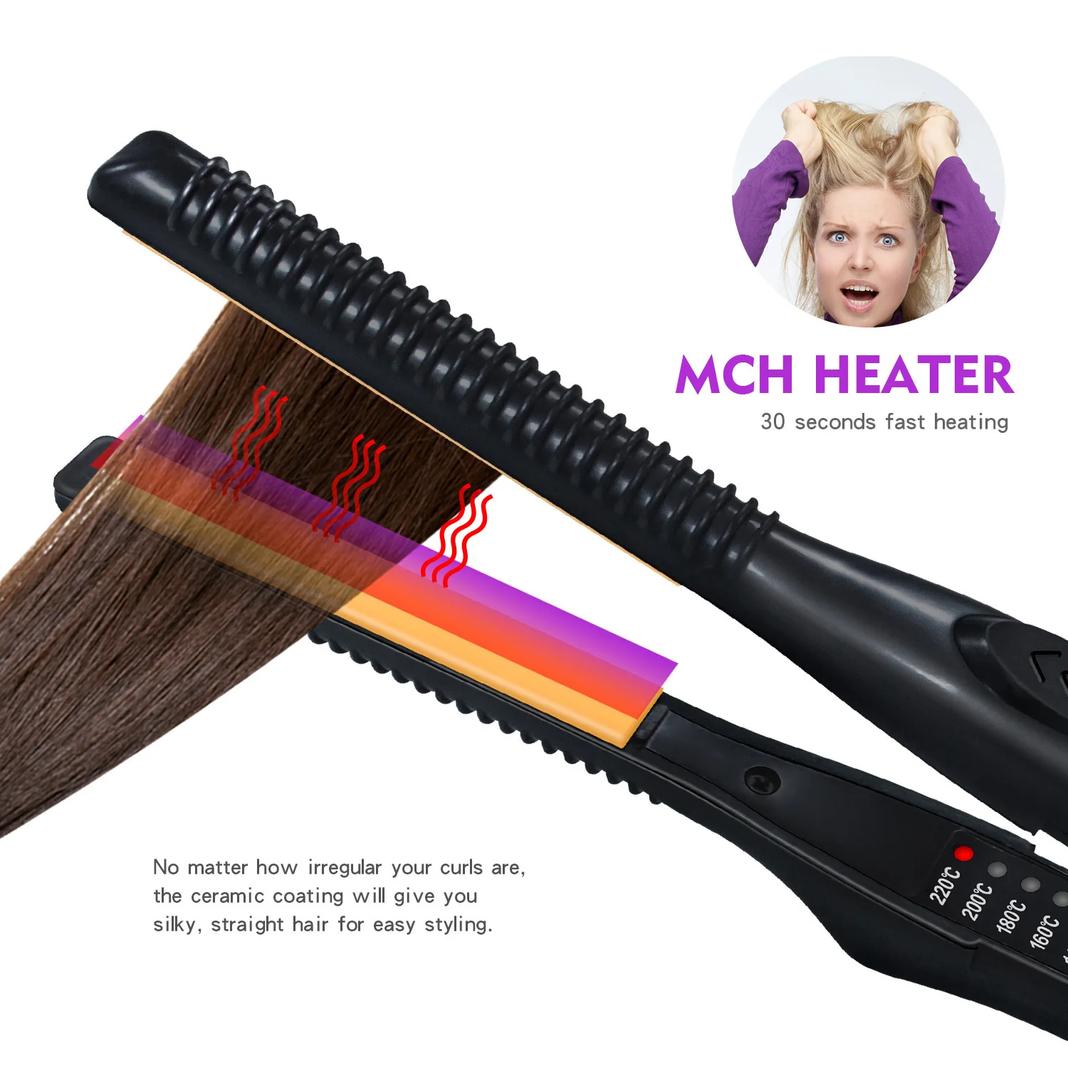 Professional Mini Hair Straightener Curler 2 In 1 Flat Iron Small Men Short Hair Straightening