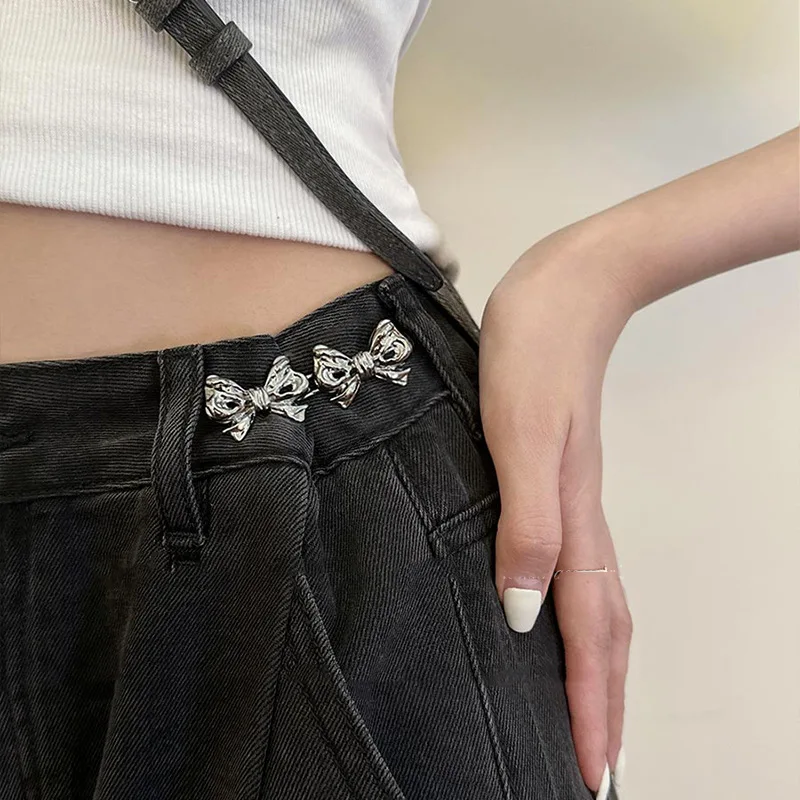 Custom Waist Cute Fancy Belt Buckle Sublimation Removable Instant Jeans Pin Buttons Adjustable Bowknot Buttons For Pants
