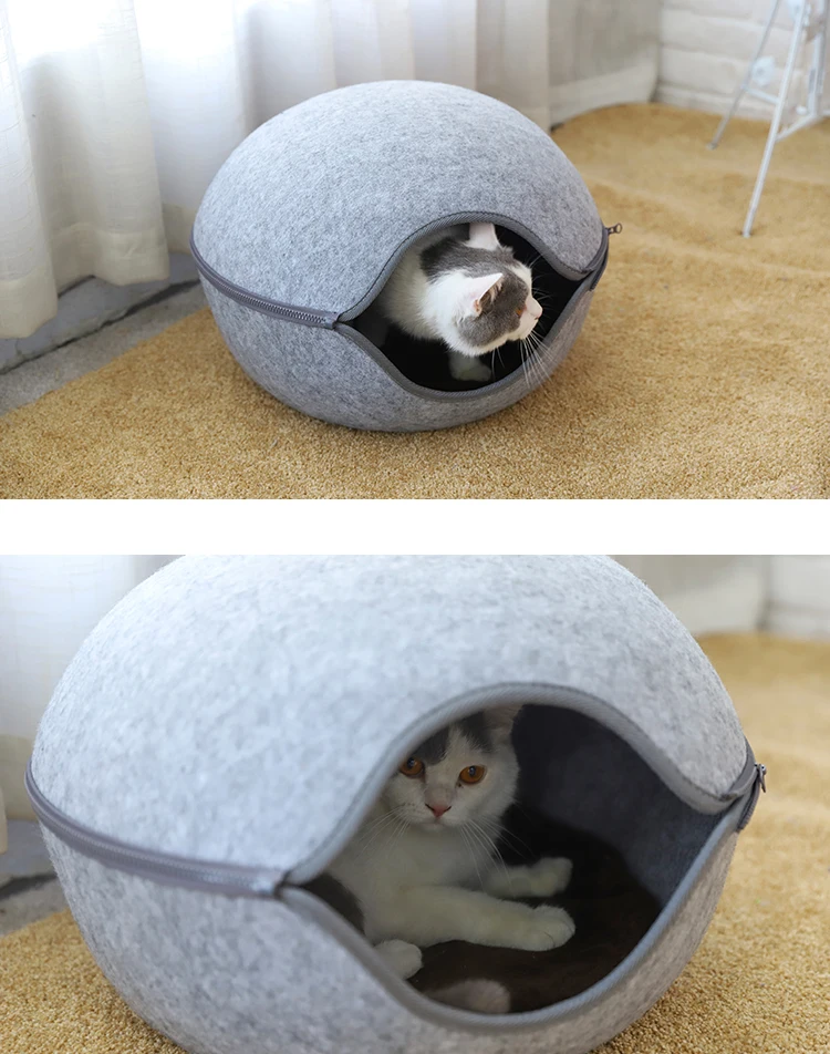 Felt Cat Cave Wholesale Custom Pet Play Tunnel Cat Tunnel Bed Soft Plush Nest Felt Cat Cave Pet Nest