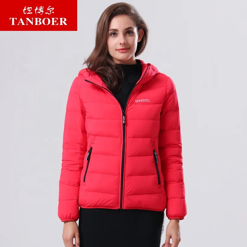 TANBOER Down Jacket Women Packable Cheap winter down jacket Lightweight Puffer womens trench coat TB17356