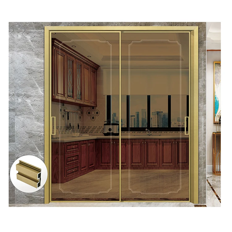 New design energy saving residential office door Three layers of sliding glass doors