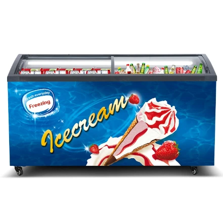 Hot Selling Commercial Curved Glass Top Chest Freezer for Sale Small Ice Cream Deep Freezers For Supermarket