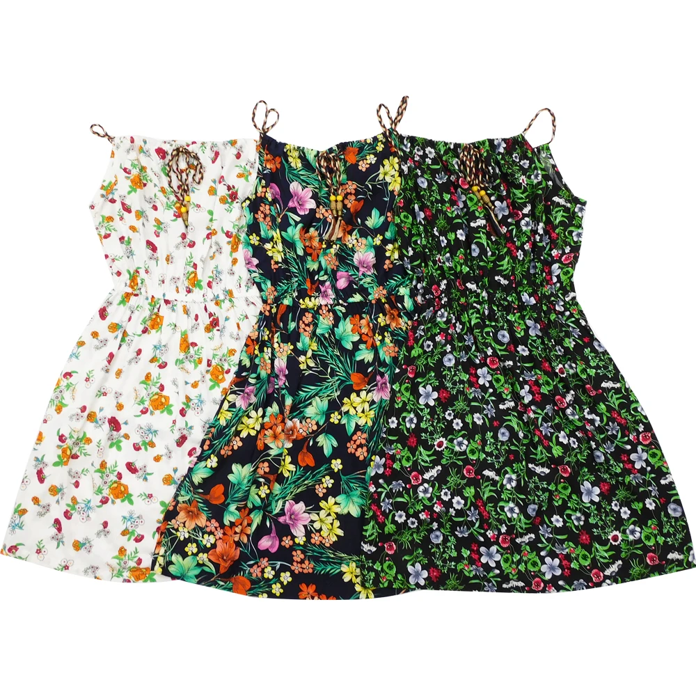 
China Wholesale Beautiful Multi Color Loose Fit Flower Pattern casual women Clothing Print sling skirt 
