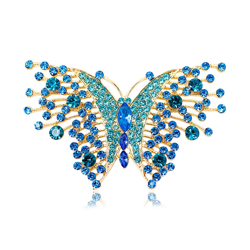 Wholesale New Products Custom Metal Gold Fashion Rhinestone Designer butterfly Lapel Luxury Pin Lapel Pins Brooches for Women