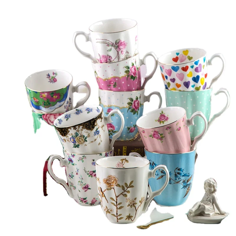 Miranda Bone Porcelain Mugs, Ceramic Cup Large-capacity Glass Mugs Box European-style Coffee Cup for Breakfast