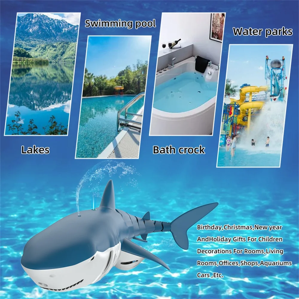 2.4G boat toys for kids mini rc shark boat water race simulation whale toy boy birthday gift rc speed boat