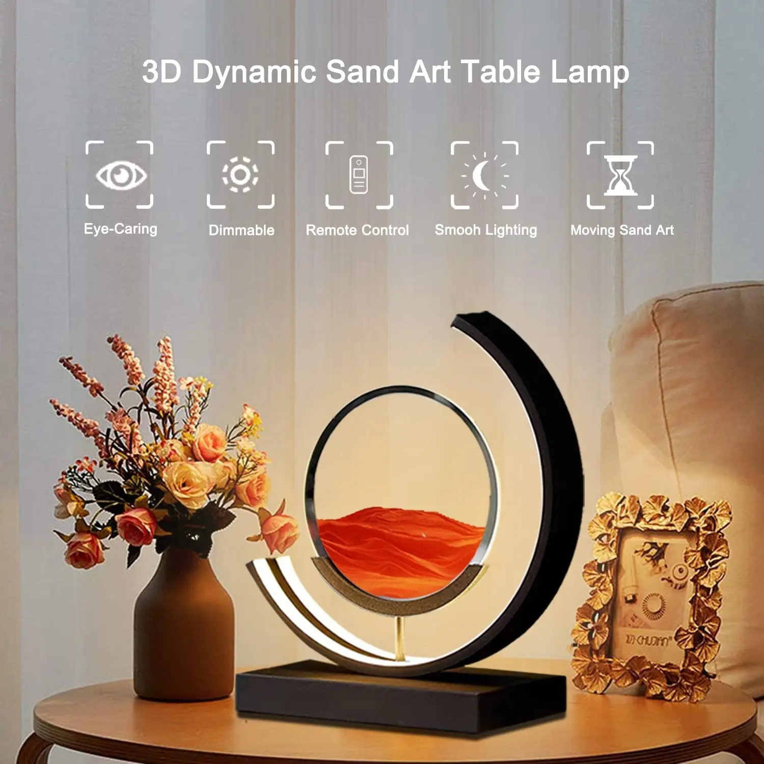 2022 modern battery home decor glass lamp 3d hourglass bedside table lamp