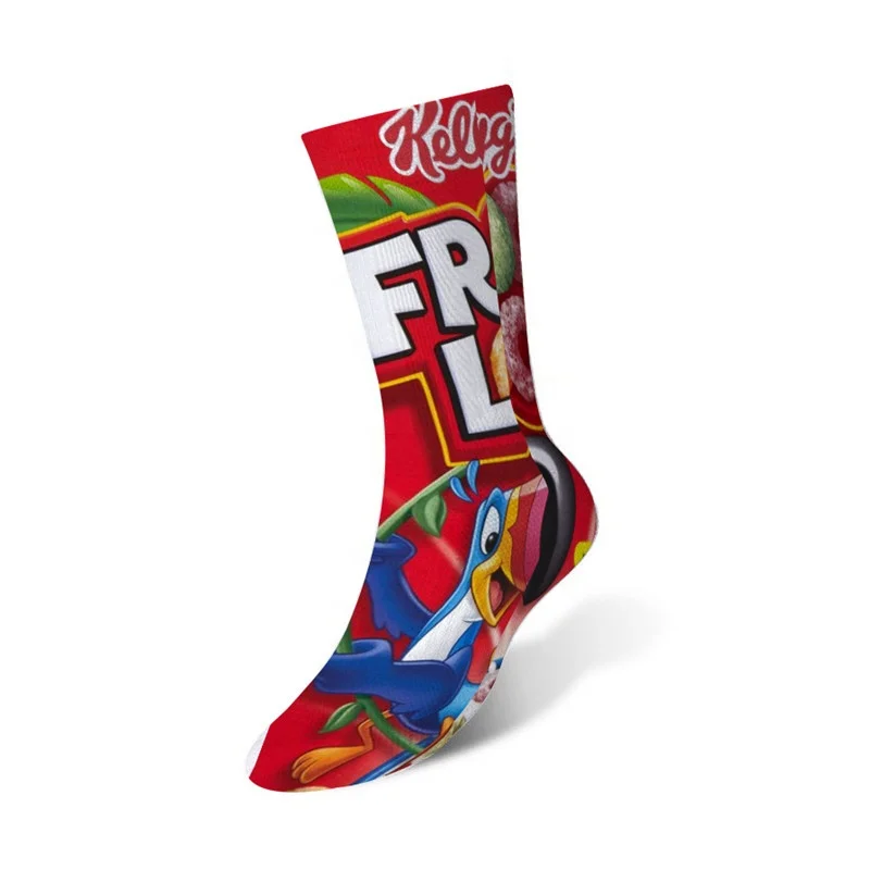Wholesale Food Hamburg/Pizza/Sushi Printed Funny Creative Men Custom polyester sublimation socks