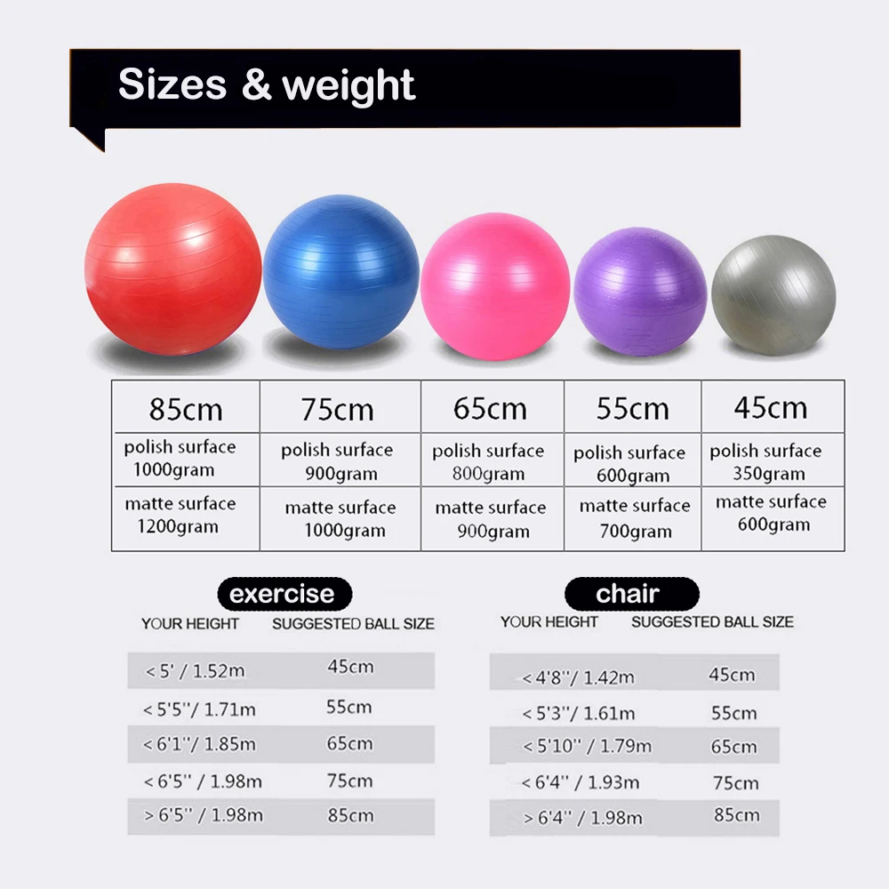 65cm 800gram home gym office use purple workout chair fit ball exercises balance ball 65cm