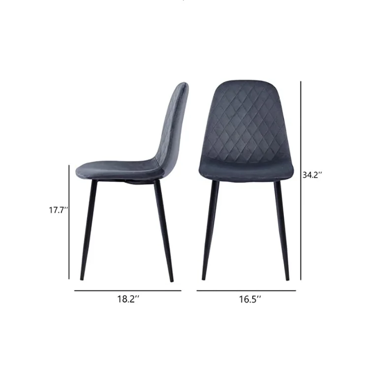 Modern Luxury Home Furniture Nordic Upholstered Fabric Blue Velvet Dinning Dining Room Chairs with Painting Metal Legs