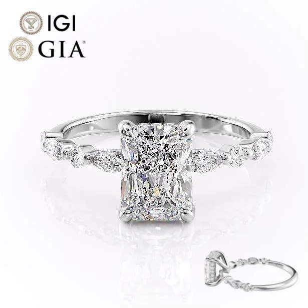 Factory Custom Gia Igi Certified Vvs Cvd Lab Grown Created Diamond 10k 14k 18k Gold Radiant Cut Engagement Ring 1 2 3 Ct Carat