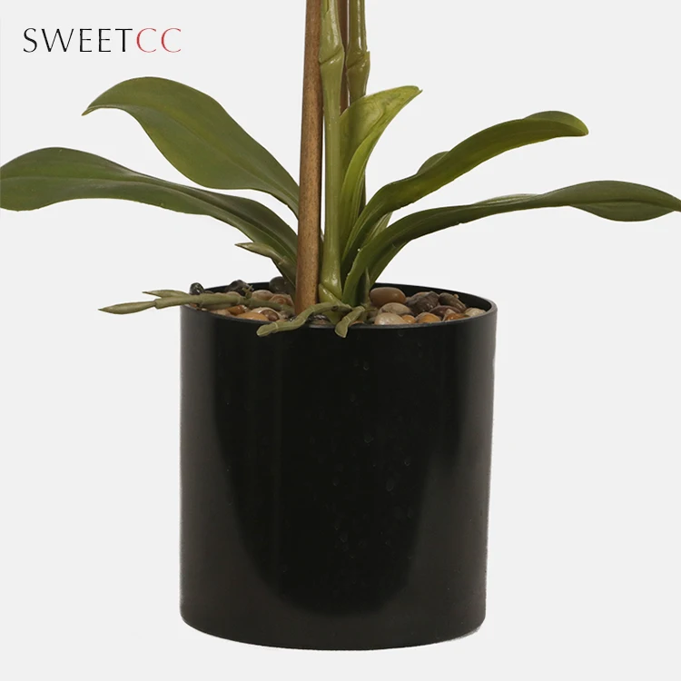 55cm real touch pink orchid plant artificial phalaenopsis orchids in pot for home decoration