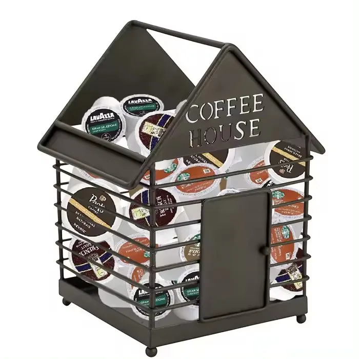 new Home Metal Wire Coffee K Cup Capsule Pod Organizer Holder Iron Heavy Duty Coffee Mug Storage Basket