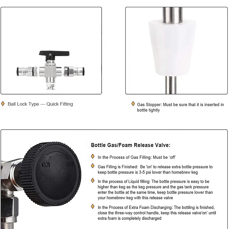 Beer Bottle Filler,Ball Lock Counter Pressure Bottle Filler,304 Stainless Steel Beer Bottle Filling Tools For Homebrew