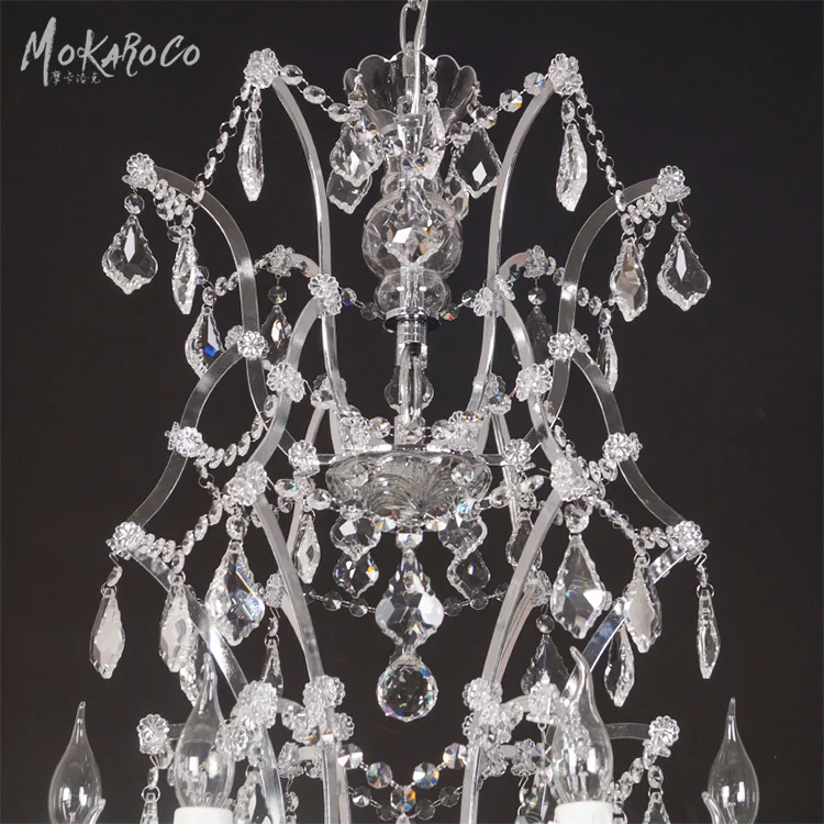 19th C. Rococo Iron Crystal Chandelier Lighting large villa crystal chandeliers