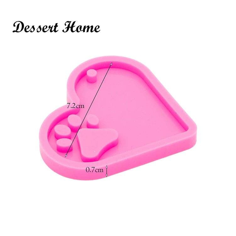 DY0633 Shiny Paisley Heart and Puzzle/Paw Keychain Silicone Mold Friendship Heart Mould Crafting Jewelry Epoxy Tools Resin Cake