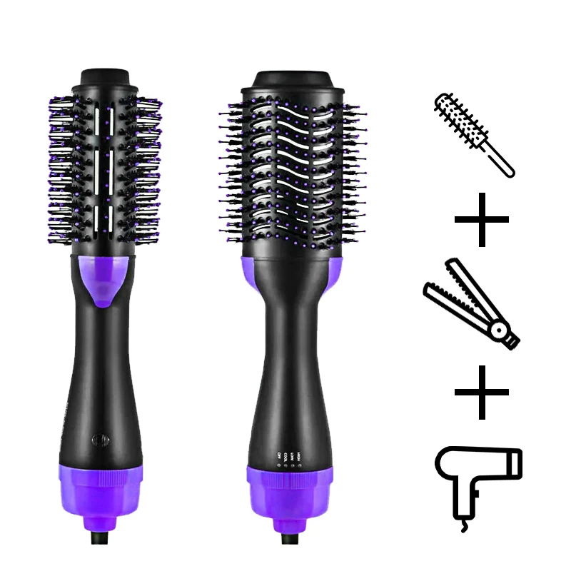 Professional hot air brush hair styler blow dryer comb heated flat iron rotating curler salon high speed hair dryer brush