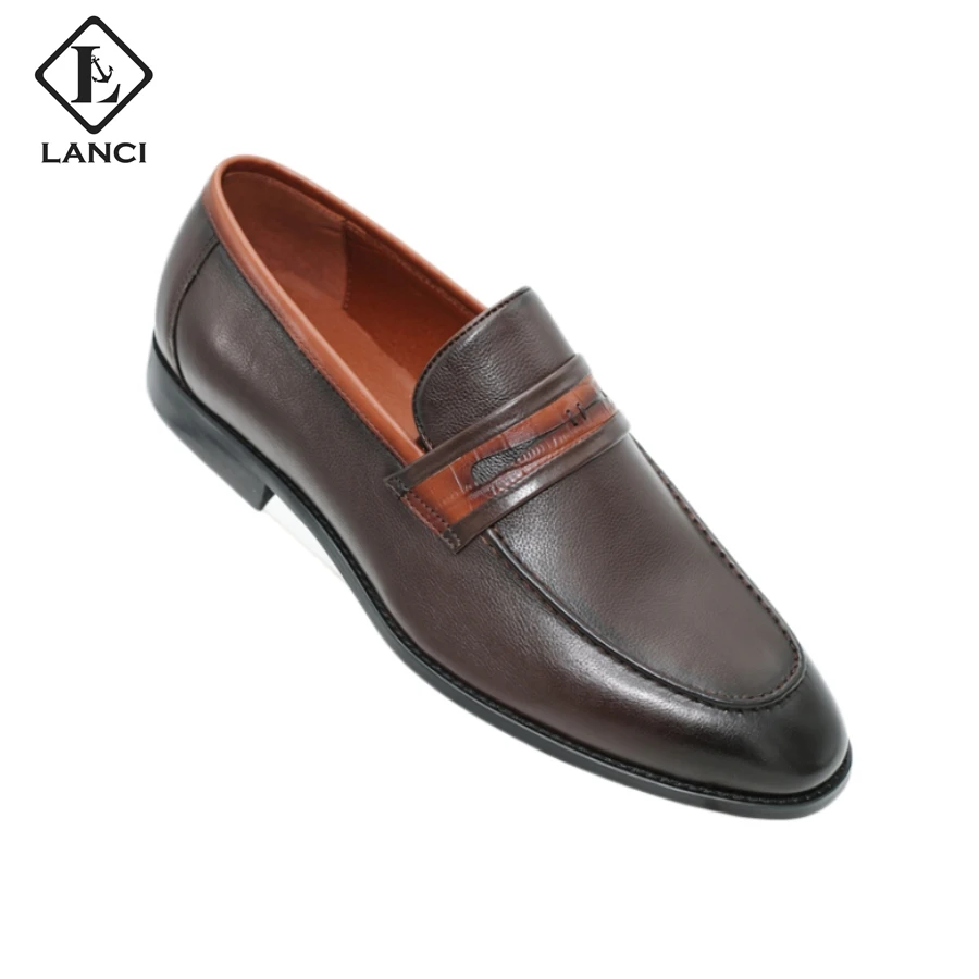 LANCI shoes manufacturer company genuine leather designer luxury men custom logo formal dress loafer shoes