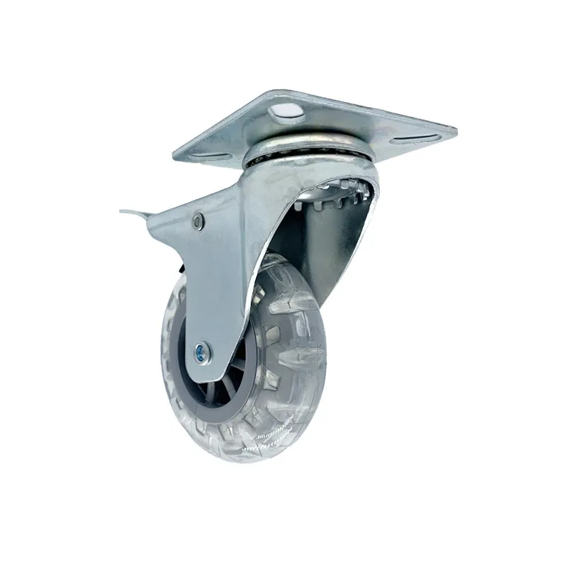 Wholesale 3 inch fully transparent caster PVC wheel Office Chair Caster with brake