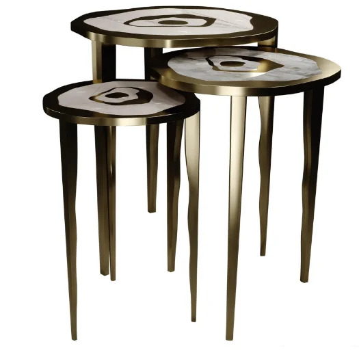 Indian Handcrafted Round Side Table Modern Style Living Room Furniture Luxury Side Table Supplier by India