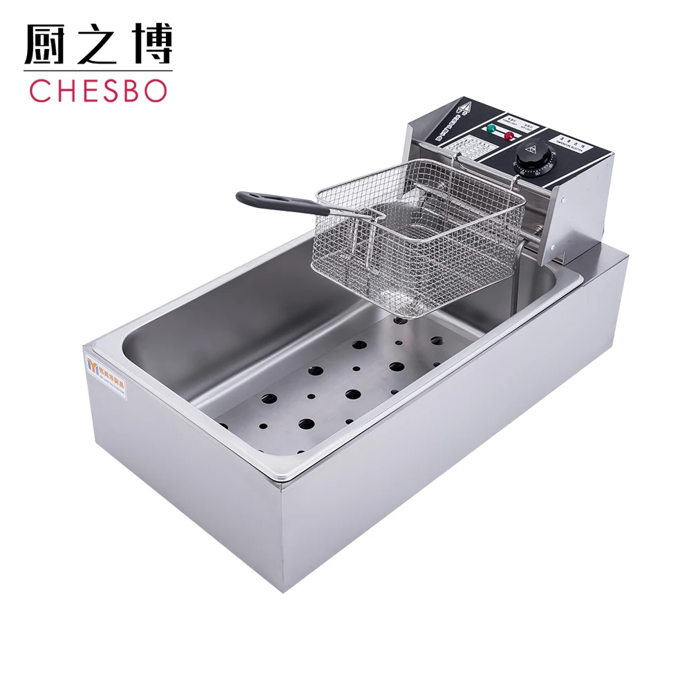 22Liter 3000W Commercial Electric Deep Fryer Countertop Fryer Stainless Steel French Fries Fryer Machine Restaurant 1 Tank Dual