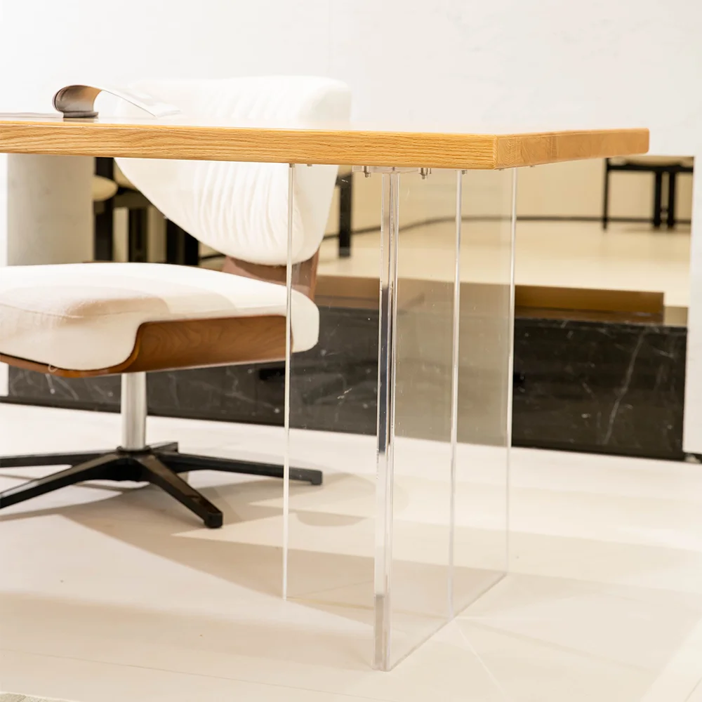 MIGLIO 5792 Rectangular Office Desk with Transparent Acrylic Legs for Modern Creative Hanging Office Computer Desk
