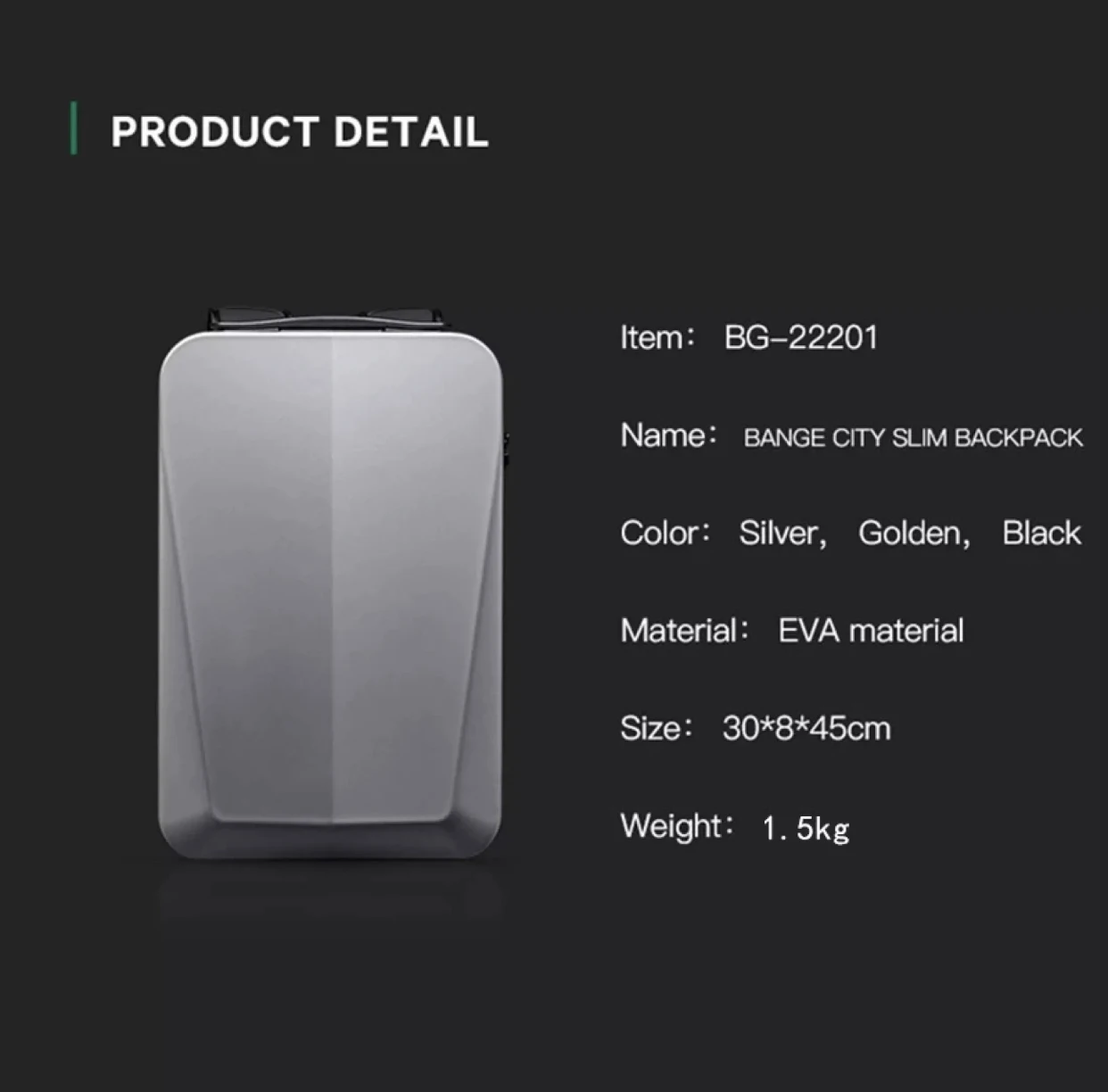 EVA Men Hard Shell Business Backpack Waterproof Anti- Theft Laptop Backpack With USB Charging Port TSA Lock