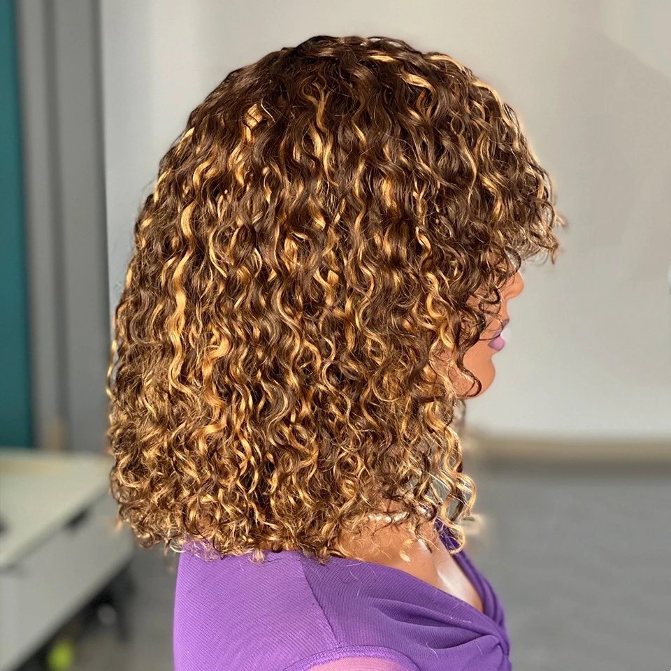 High Density 180 %  Size 13*4 Water Wave Machine Made Wigs 12 inch  Wigs 100% Human Hair Short Natural Hair Wig