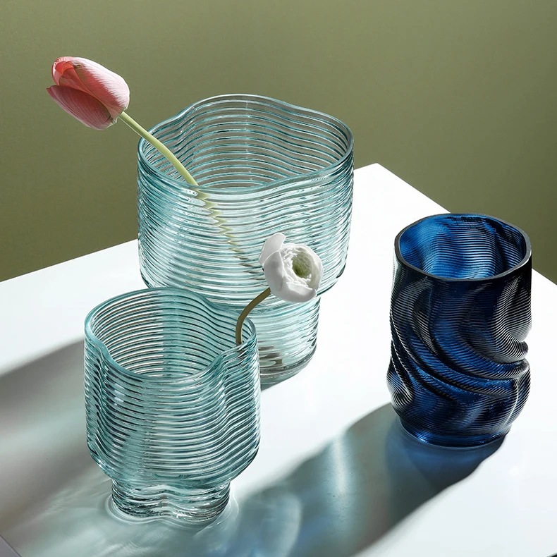 Minimalist Succade round bowl vase clear luxury glass flower vases for table decoration