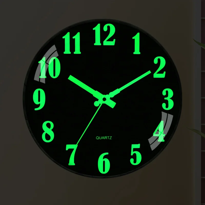 Распродажа, светящиеся кварцевые часы 12 дюймов, простой дизайн, светящийся ночник, настенные часы для спальни, гостиной