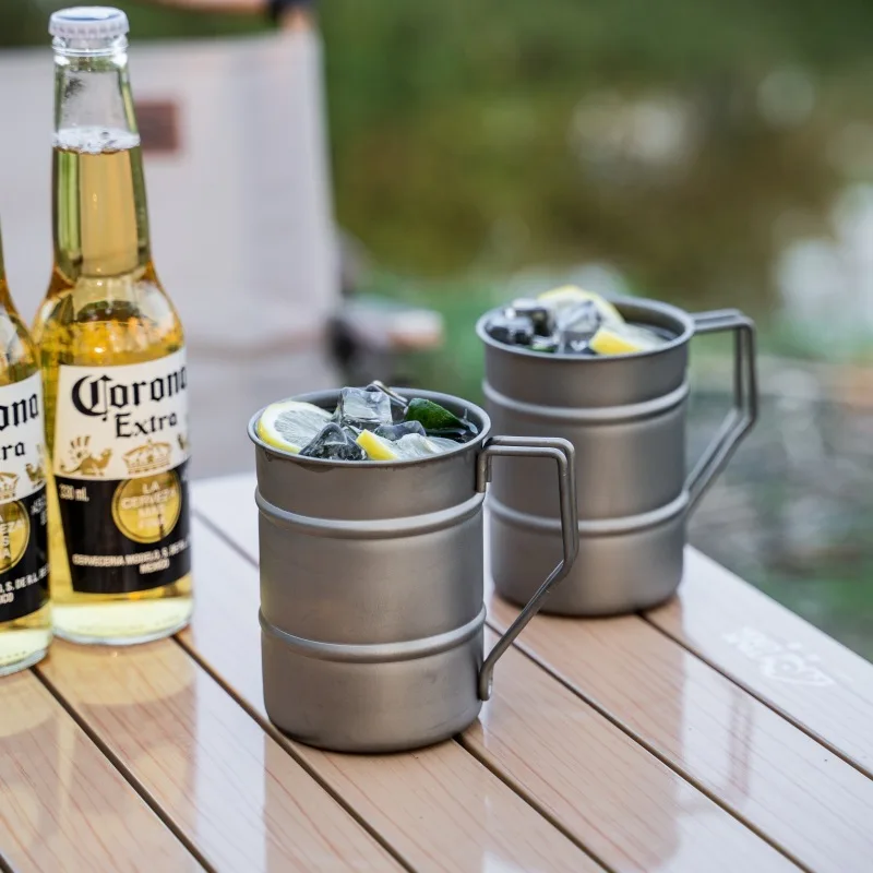Outdoor Camping Hiking Double Wall Beer Water Mug Pure Titanium Cup 300ml