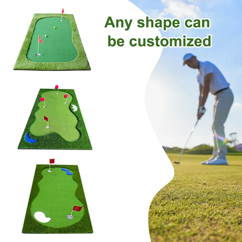 Portable Golf Practice Training Aid Large Practice Putter Mat Custom Shape Golf Putting Green