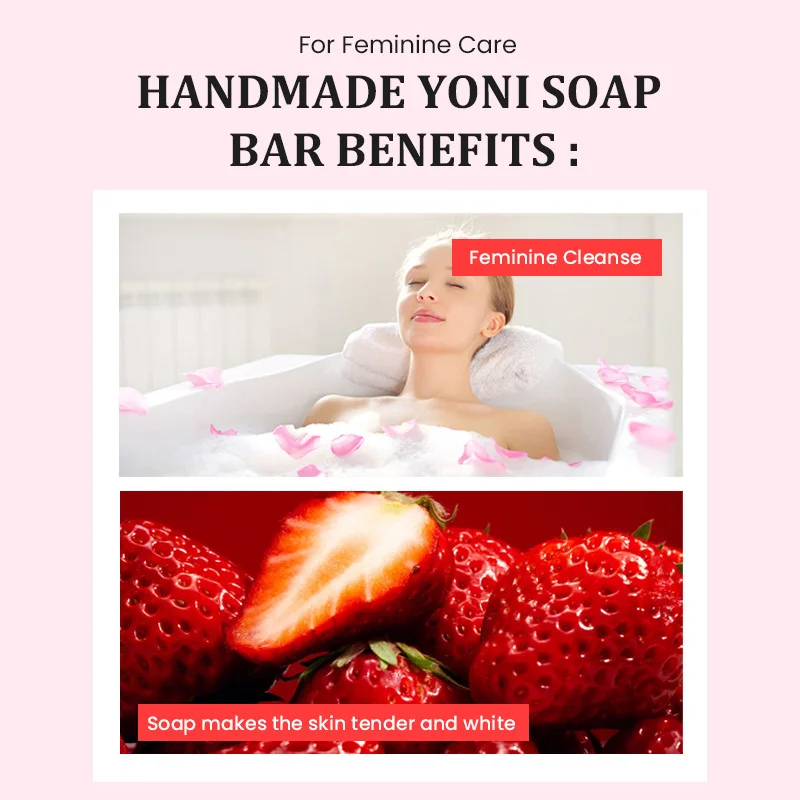 Custmozied Private Label Yoni Soap Bar Custom Logo Vaginal Cleaning Soap Scents Strawberry Yoni Soap Bulk