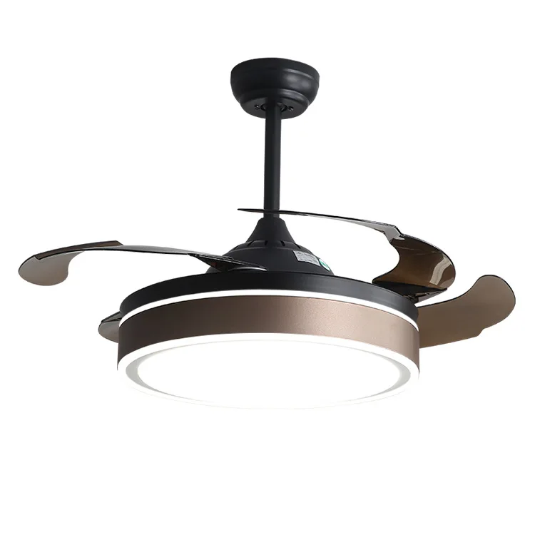Factory Recommended Retractable Ceiling Fan with Light and Speaker 36w 42 Inch LED  Fan Chandelier with Remote