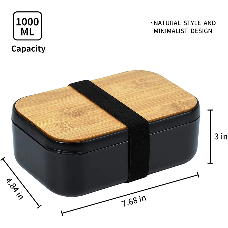 Microwavable Safety Bamboo Lid Lunch Box Leakproof Food Container Japan Bento Box With Fork Spoon