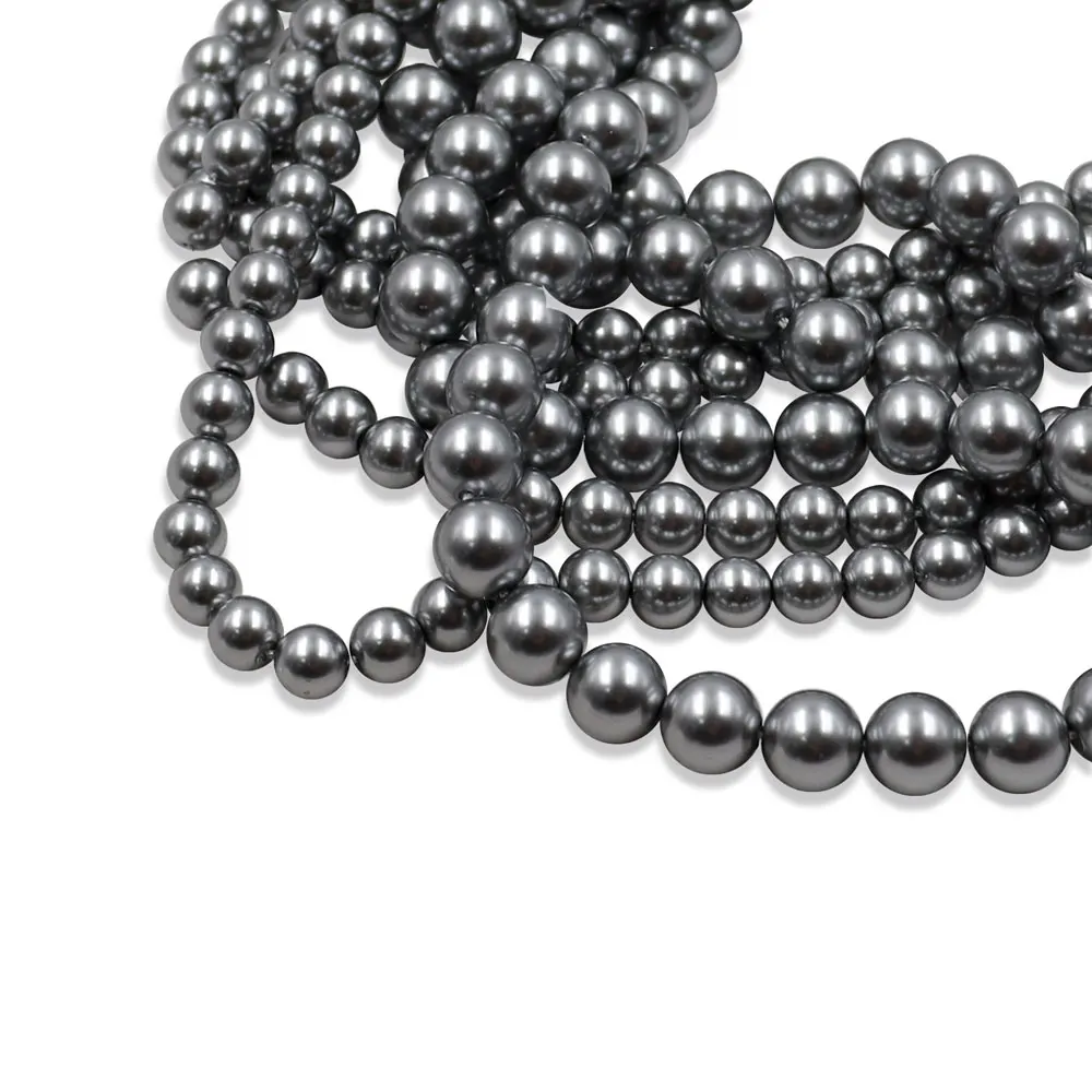 In stock 6mm round pearl beads high quality black color pearl beads for jewelry and bracelet making