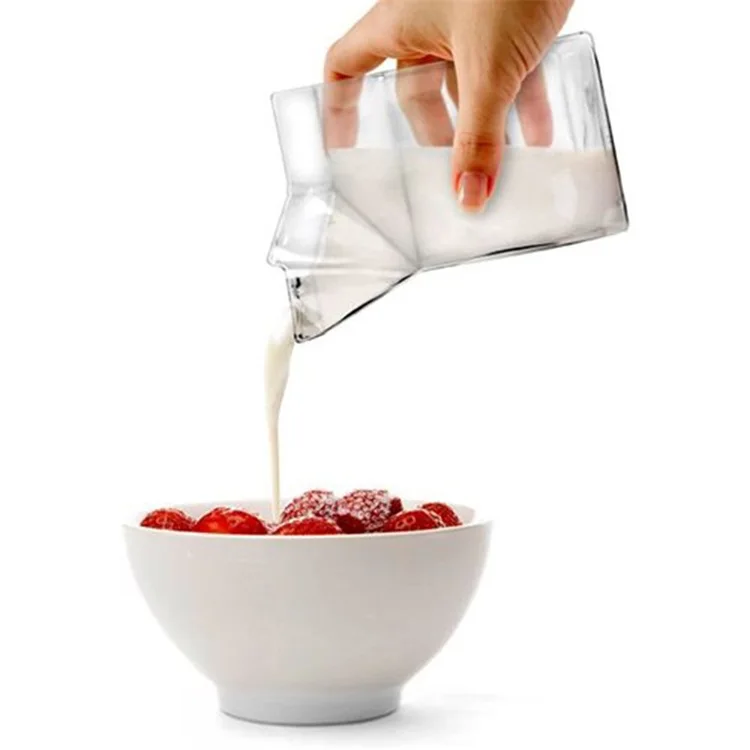 Drink Cup Creative Milk Box Shape Glass Cups & Saucers Transparent 100-200ml Sustainable,stocked
