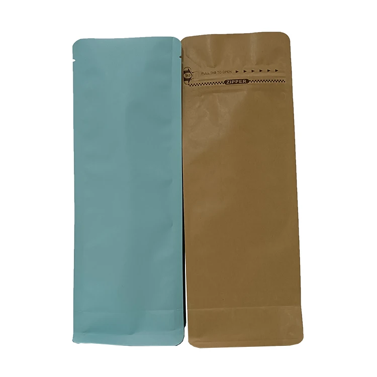 customized  kraft compostable flat bottom custom printed drip coffee beans bags packaging with valve and zipper