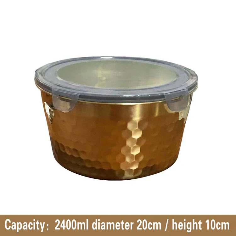 Wholesale refrigerator plastic lid SUS304 storage box sealed fresh-keeping box stainless steel food container