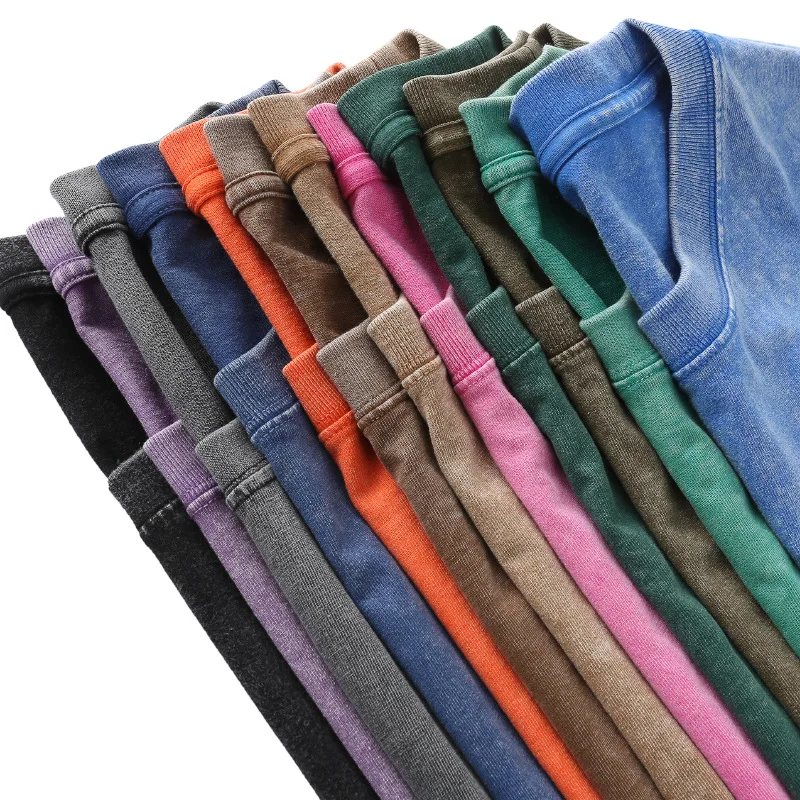 Luxury Men 100% Cotton T Shirt High Quality Blank Vintage Logo Custom Faded Oversized Stone Washed T Shirt Acid Wash T Shirt