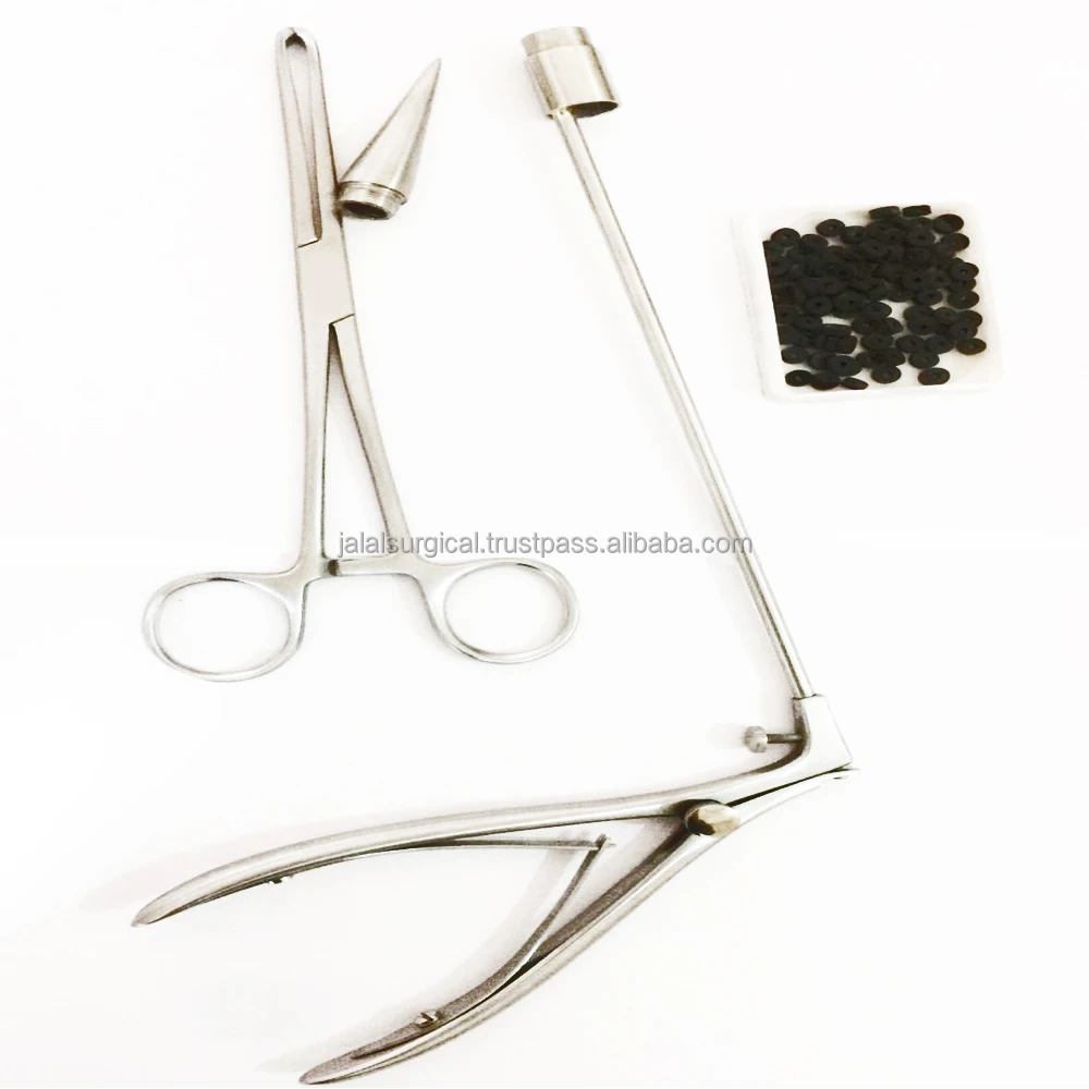 Hemorrhoidal ligator Set MCGIVNEY FORCEPS SET with 50 pcs Loading Cone Latex O Rings