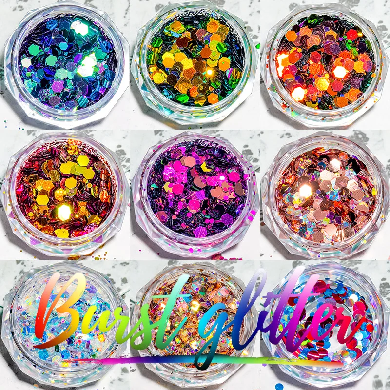 Tani New Hot Sale Brilliant Gradient Nail Glitter Sequins Nail Glitter Flake Sequin Tips For Nail Art Stickers Decoration