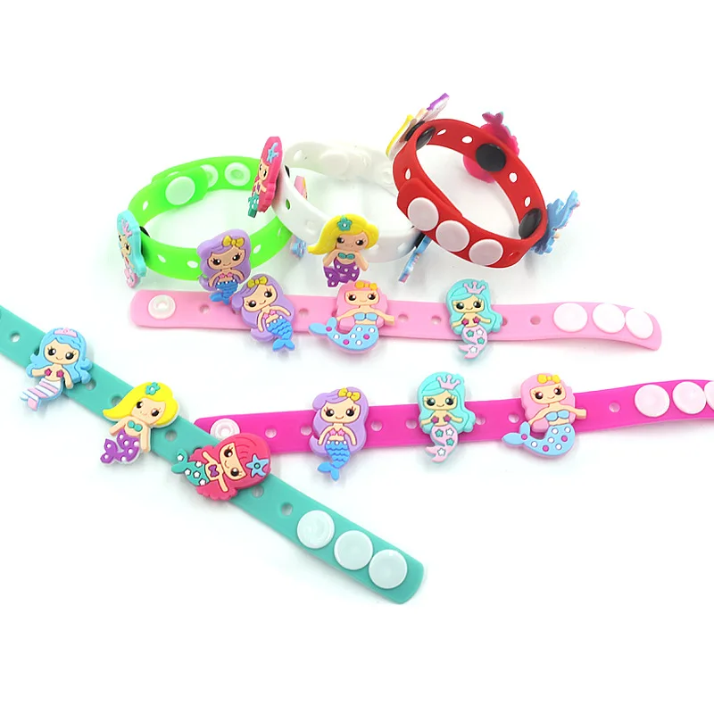 Wholesale Mermaid Barrettes Hair Clips Beads Bracelet Keychain Finger Ring Slap Bracelets Birthday Party Decorations for Girls