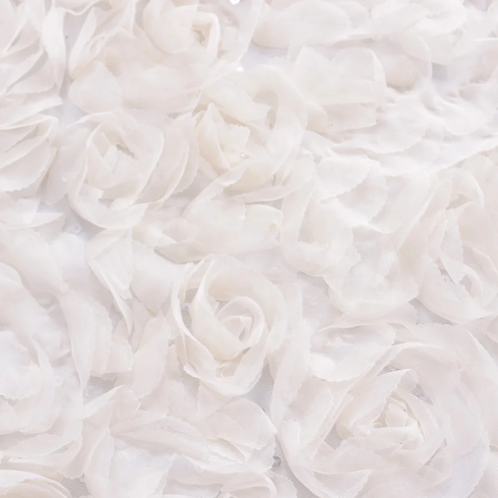 2020 оптовая продажа, белое шифоновое платье с вышивкой в виде лепестков розы, кружевная ткань