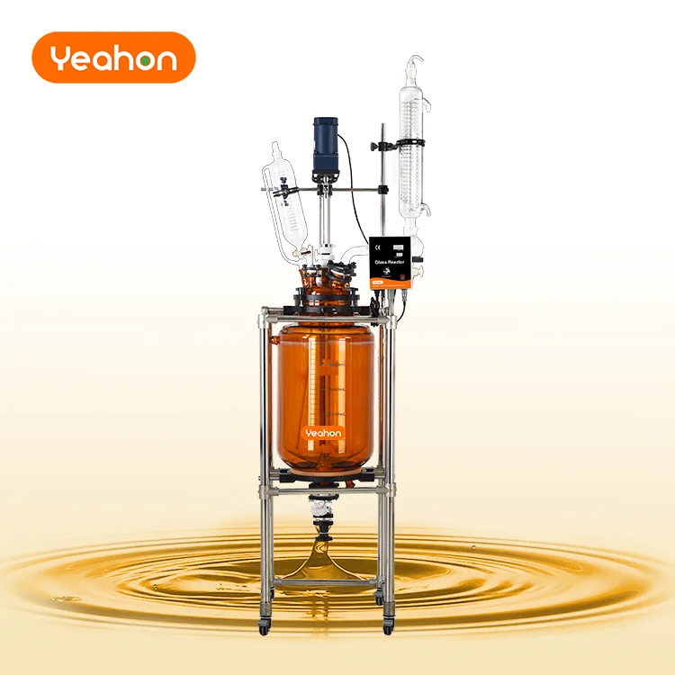 Shanghai better customized brown double wall jacketed 50L glass reactor chemical reactor