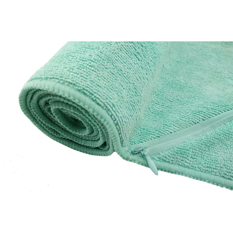 Китайская фабрика, спортивное полотенце из микрофибры с логотипом на заказ, полотенце для спортзала с карманом на молнии